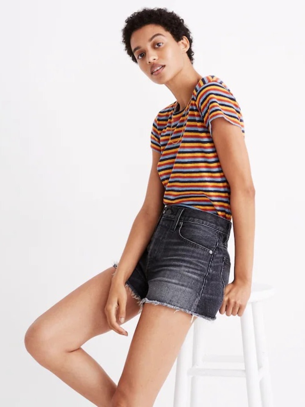 Madewell Black Washed Relaxed Denim Jean Shorts (300)